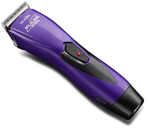 Andis Cordless Pulse Ion Adjustable Blade Clipper, Professional Animal/Dog Grooming, Purple, RBC (68320)
