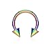 Inspiration Dezigns 1PC 12G or 10G Titanium IP 316L Surgical Steel Horseshoe Circular Barbell Ring Spiked Ends Body Piercing Lip Tragus Earring Nipple Nose CBR Septum (10G Rainbow)