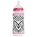 1 Nuk Animal Print Zebra Girl 10 oz Baby Bottle Girl Orthodontic Nipple BPA Free