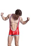iYunyi Mens Imitation Leather Sexy Lingerie Bodysuit Wrestling Singlet Struggles