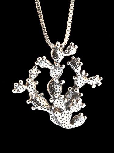 Silver Nopal Cactus Charm Prickly Pear Necklace Desert Jewelry
