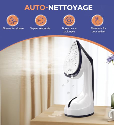Ropilly Garment Steamer & Iron 2-in-1 1600 W, Removable Ceramic Sole, Vertical Steamer and Horizontal Ironing, Quick Conversion, Automatic Shutdown, Self-Cleaning