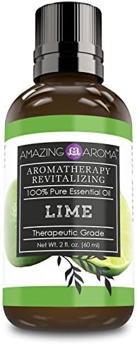 Amazing Aroma 100% Pure Lime Essential Oil – 2 oz (60 ml) Made from fresh Lime peels Ideal for Aromatherapy Revitalizing &amp; for DIY Products