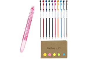 STATIONERY JP Pilot Hi-tec-c Coleto 5 Color Multi Pen Body Component, Dot Pink, Rubber Grip, 0.4mm 10 Color Ink Refills, Sticky Notes Value Set