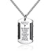 Molike Stainless Steel Men's Cross and Bible Verse Prayer Dog Tag Pendant Necklace, Christian Jewelry (Silver/Black Pendant + 22'' Chain)