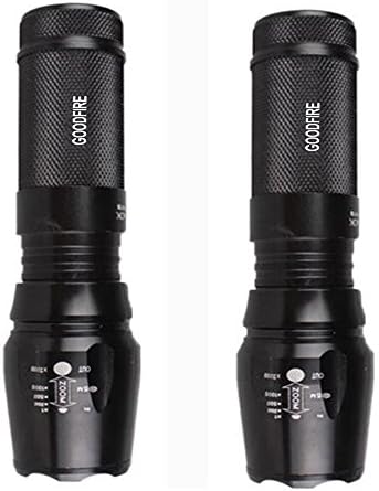 GOODFIRE 2PCS NEW 5 Modes CREE XM-L T6 LED Bright 2000 Lumens Adjustable Focus Flashlight Torch Lamp Torch