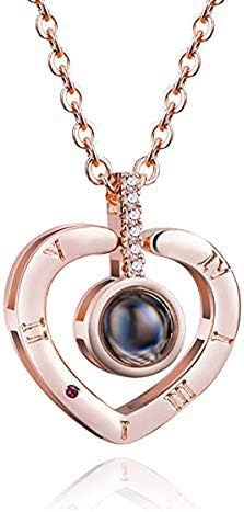 Love Heart Necklace 925 Sterling Silver Necklace for Women 100 Languages I Love You Memory Necklace Best Gift for Her Valentine's Day gifts