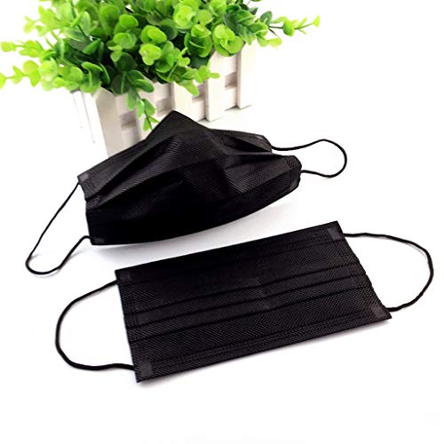 Hacloser Disposable Black Face Mask for Dust, Non-Woven Mouth Mask 3 Layer Smoke Protection Medical Surgical (20Pcs)