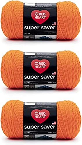 Red Heart Super Saver Pack of 3 - Pumpkin - 7oz/198g - Acrylic - 4 Medium (Worsted) - 364 Yards - Knitting, Crocheting, Crafts & Amigurumi