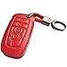Hand Sewing Red Leather Key Cover Fob Case Protector Jacket Remote Bag for 2022 2023 2024 Ford Fusion F250 F350 F450 F550 Edge 2018 2019 2020 Explorer Expedition 2021 Lincoln Nautilus 5 Buttons