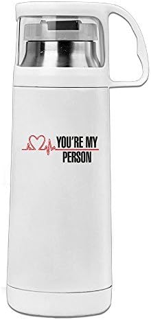 You're My Person Vacuum Insulated Stainless Steel Coffee/ Water Bottle - Tea Travel Thermos Travel Mug (11.8OZ, White)