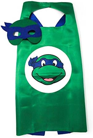 Leonardo Blue Ninja Turtle Costume Cape Mask for Kids Children Birthday Party