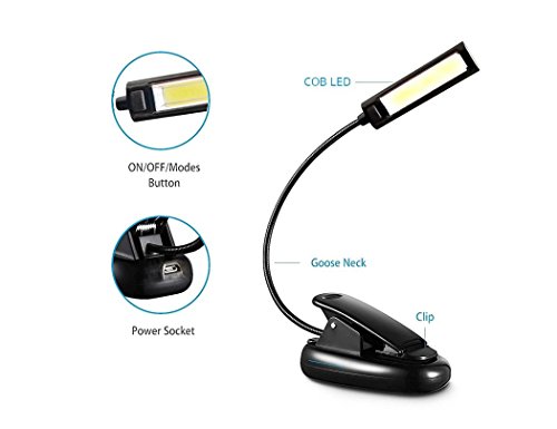 Flexible LED Light ,Vanvler [ Desk Table Lamp ] Clip-On [ USB Light Rechargeable ] Reading Study (Black) - Thumbnail 7