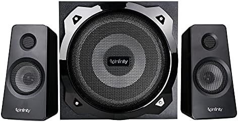 Infinity Hardrock 210 by Harman (JBL, HK, Infinity), 100W Output, 2.1 Channel Multimedia Speaker with Remote, LED Illuminated Subwoofer for Deep Bass, Eco Mode, Bluetooth, USB & AUX Connectivity