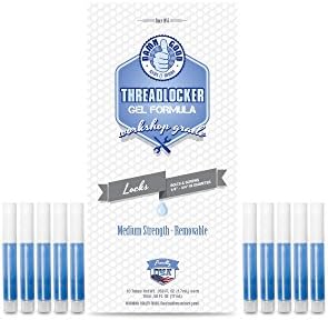 Damn Good 12502DG Blue Medium Strength Gel Thread Locker, 10 x 1.7 mL Bullet Tubes, 17 mL, .06 fl. oz. Bullet Tube (Pack of 10)