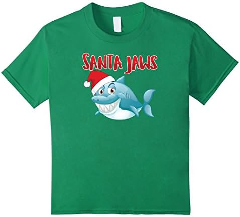 Kids Santa Jaws Funny Christmas T Shirt 10 Kelly Green