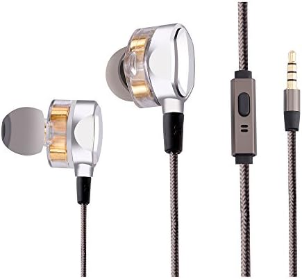 Headset，Original Doosl HiFi headset with microphone Metal In-Ear Earphones Super Bass Noise Isolating Earbuds Ergonomic Earphones for iPhones PC (silver)