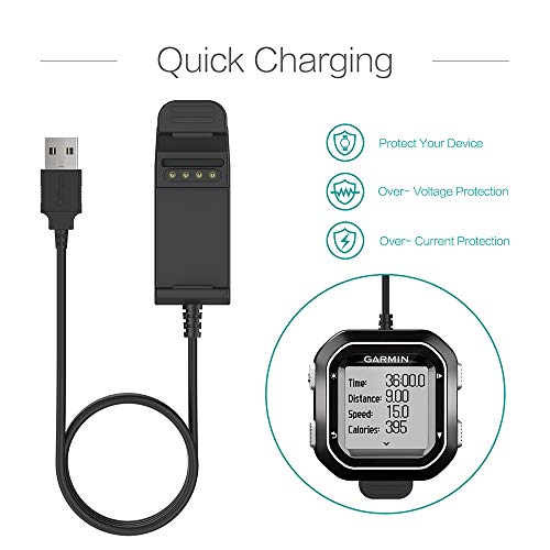 TUSITA Charger for Garmin Edge 20 / Edge 25 GPS - USB Charging Cable Clip Cradle 100cm - Bike Computer Accessories