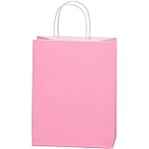 Oletx 24PCS Pink Kraft Paper Gift Bags with Handles Bulk 8''x4.25''x10.5'', DIY Birthday Party Favor Bags for Craft Shopping,Valentine's Day,Mother's Day