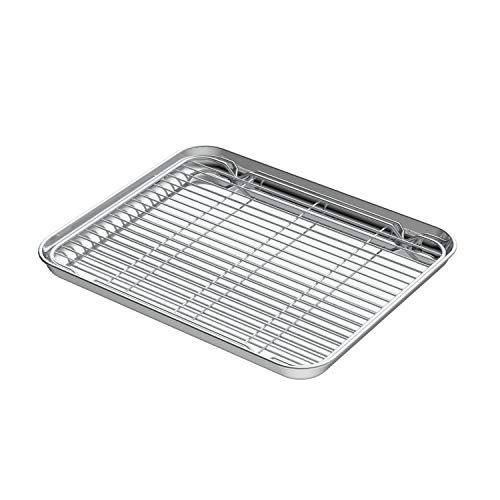 Small Baking Sheets with Rack, HEAHYSI Mini Cookie Sheets and Nonstick