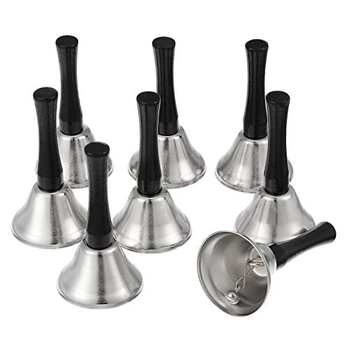 24 Pieces Hand Bells Steel Service Handbells Black Wooden Handle Diatonic Metal Bells Musical