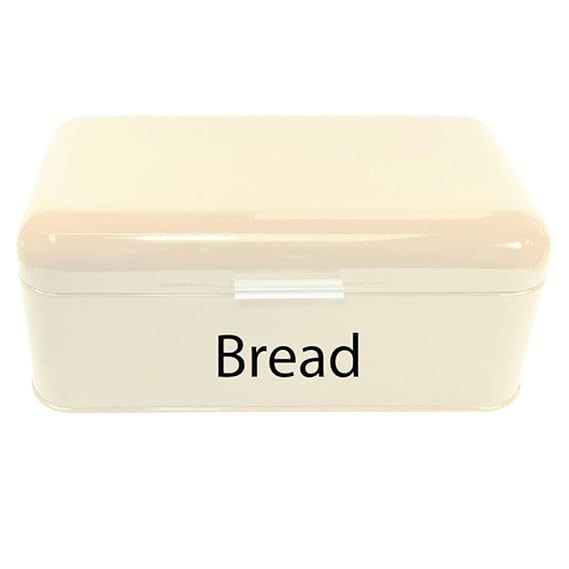 Bread Bin Rectangular Cream Food Storage Bread Boxes Amazon.co.uk