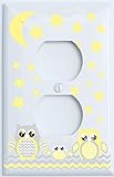 Grey and Yellow Owl Outlet Cover / Owl Nursery Decor (Outlet Cover)