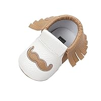 Vanbuy Baby Moccasins Boys Girls Soft Sole Mustache Tassel Anti Slip Crib Shoes for Infants WB20-Khaki-L