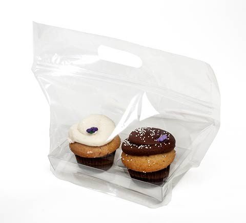ClearBags CZHB3 Zip Handle Cupcake Bag Set for Double Cupcakes, Clear (Pack of 100)