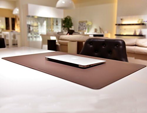 Qfeng Leather Desk Pad Protector, Desk Mat 27.5" x 17.7" TPU Large Mouse Pad with Fixation Lip for Offfice &amp; Home