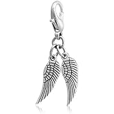 JGFinds Angel Wings Clip On Charm - 10 Pack of Silver Tone Pendants with Lobster Clasp, Jewelry Making Supplies; Small 1 1/3 Inch for Bracelet, Necklace, Earrings or Arts and Crafts