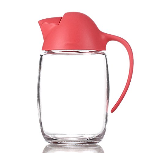 Olive Oil Dispenser Bottle with Automatic Cap 21oz Glass Oil and Vinegar Dispenser Bottle for Kitchen, No Drip Condiment Dispensing Cruet Container with Precise-Pour Spout Lovely Penguin Design (Red)