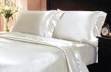 Mk Collection 2pc Soft Silky Satin Solid Color King Size Pillow Cases Set (2 King Pillow Cases, White)