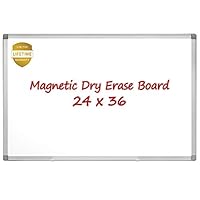 Magnetic Whiteboard/White Board, 36 X 24 Inches Magnetic Dry Erase Board, Silver Aluminum Frame with Detachable Marker Tray