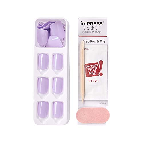 KISS imPRESS No Glue Mani Press On Nails, Color, 'Picture Purplect', Violet, Short Size, Squoval Shape, Includes 30 Nails, Prep Pad, Instructions Sheet, 1 Manicure Stick, 1 Mini File - Image 11
