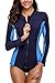 Sociala Women's Zip Front Long Sleeve Rashguard Swimsuit Top UPF 50+ Swim Shirt