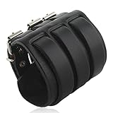 EVER FAITH 3 Layer Wide Belt Genuine Leather Men Wristband Bracelet Unisex Couple
