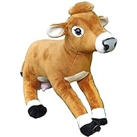 This Place is a Zoo Stuffed Brown Dairy Cow - Jersey Cow Plush Toy Animal 15"