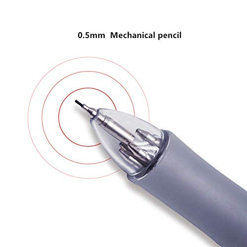 Ipienlee 4 + 1 Multifunctional Pens 4 Color 0.7 mm Ballpoint Multi Pen and 0.5 mm Mechanical Pencil in One Pen, Pack of 6 (4+1)