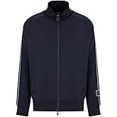 Armani Exchange mens Line Logo Stretch Bonded Cotton Zip Up Sweatshirt