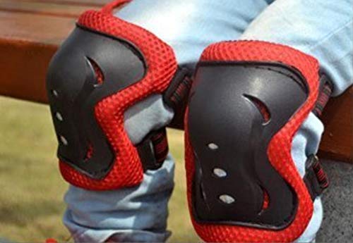 1Set(7PCS) Kid's Protective Gear Set - Knee Pads Elbow Pads Wrist Pads Helmet Roller Skating Skateboard Cycling Protective Gear Pads for Kids Outdoor Activities Red M Size fit for 6-14Years Child - Thumbnail 6