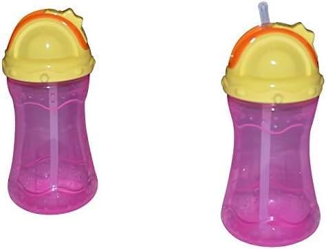 Sharebear BPA Free Sippy Straw Cups - Leak Proof - Spill Proof - Dishwasher Safe - Perfect for Baby, Toddlers and Kids. Blue or Pink - 2 Pack 12 oz. Cups (Pink)