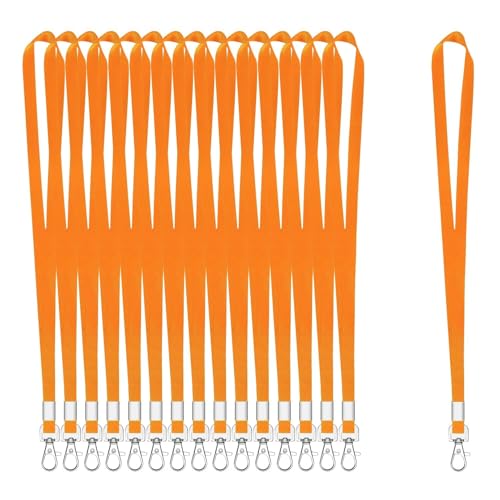 XHDA 50PCS Orange Lanyards for Neck, Lanyards for ID Badge, Lanyard with Metal Swivel Hook for ID Card Badge Holder — image 1