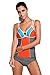 Amady Women Color Block Tankini Top and Bottom Set Swimsuit 2PCS