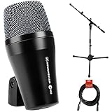 Sennheiser E902 Cardioid Dynamic Kick Drum Microphone with MS-5220T Short Tripod Microphone Stand and XLR Cable
