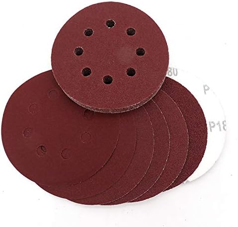 50PCS 5 Inch 125MM 8-Hole Aluminum Oxide Red Sandpaper Sanding Discs 60 To 2000 Grits 100