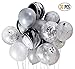 DIvine 30 Pcs/lot Party Decorations Set Combined Balloons, Silver Confetti and Black Agate Black Silver Latex Balloons For Halloween Wedding Birthday Baby Showers Christmas Festival Ceremony and Party