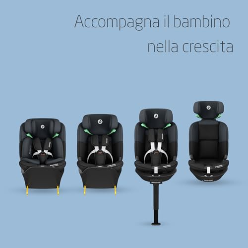 Emerald 360 S i-Size, Seggiolino auto girevole 360, 0-12 anni (40-150 cm), Seggiolino auto neonato, 4 posizioni reclinate, Protezione dagli impatti laterali G-CELL, Tonal Black