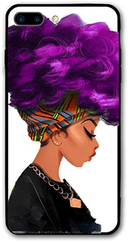iPhone 7 Plus Case iPhone 8 Plus Case 5.5 Inch Afro Africa Woman with Purple Hair Soft Flexible TPU Back Cover Silicone TPU Ultra Thin Phone Case