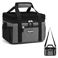 Bagmine Insulated Lunch Bag, Thermal Cooler Small Picnic Box with Tray Top & Shoulder Strap, Seamless Lining Leak-Proof & Waterproof Outside, 8 Liter, Gray